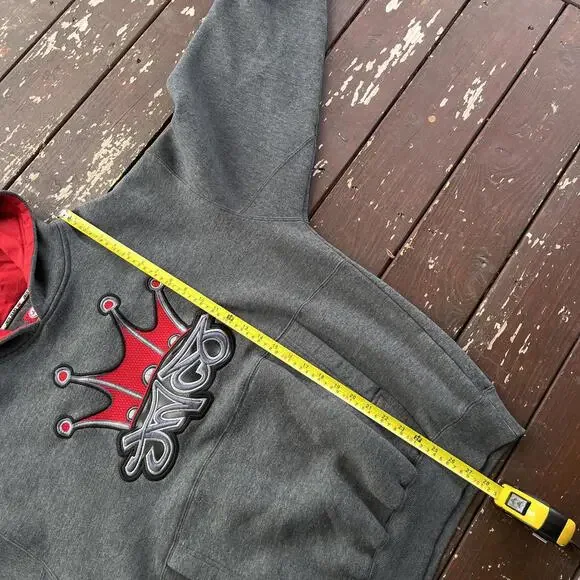 (M) Vintage 90s Y2K JNCO Jeans Tribal Crown Embroidered Hoodie - Picture 6 of 6
